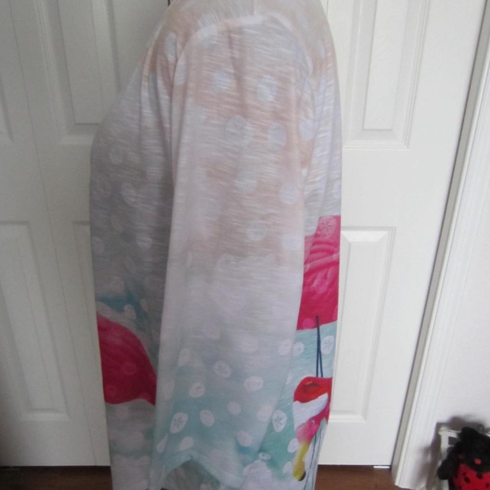 1X Flamingo Christmas Top--Tropical Santa Flamingos-Embellished--NWT - Picture 5 of 7